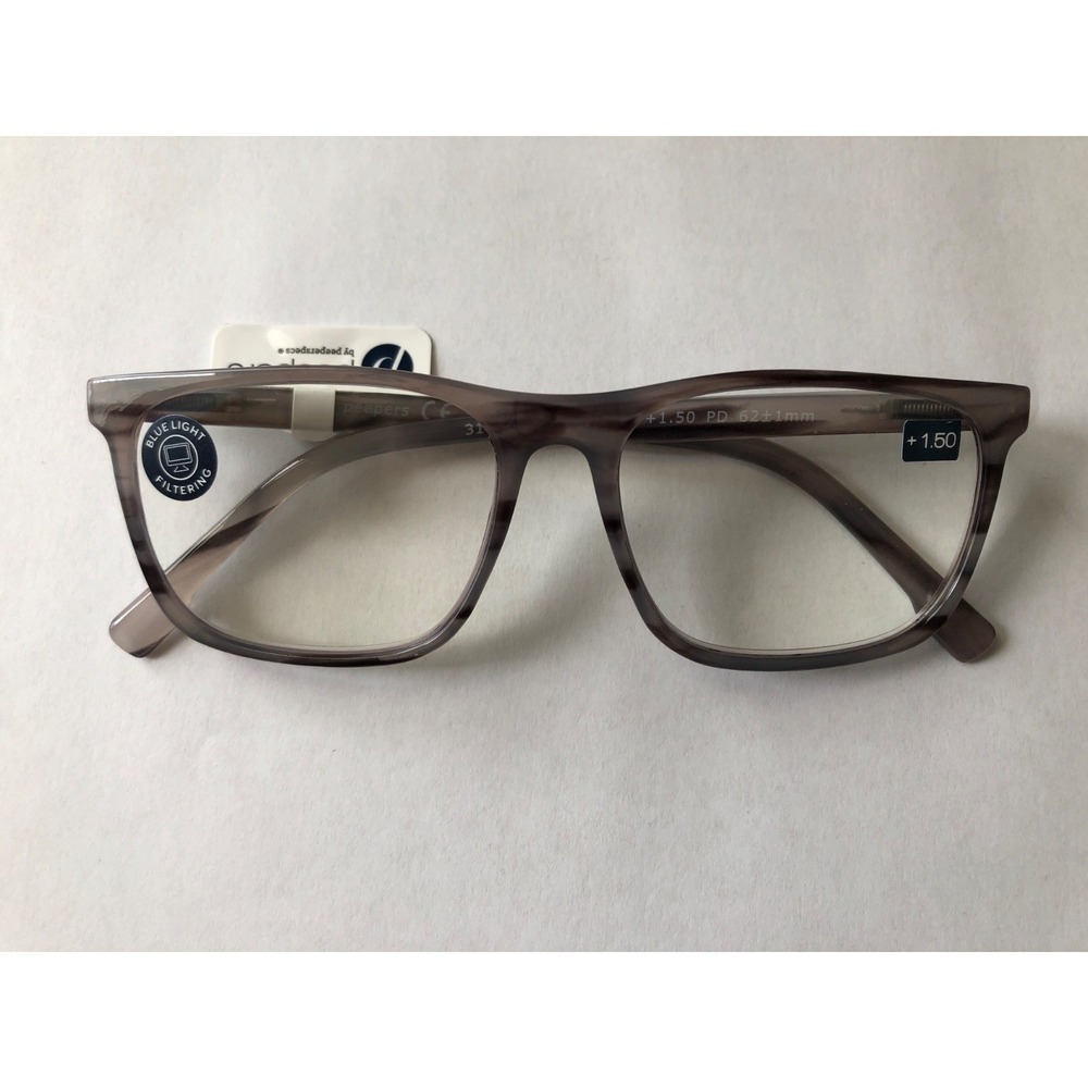 NEW GRAY MARBLE PEEPERS BLUE LIGHT FILTERING Readers +1.50